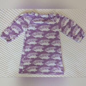 Milkbarn Lilac Floral Hedgehog Organic Cotton Prairie Peasant Dress Size 18M